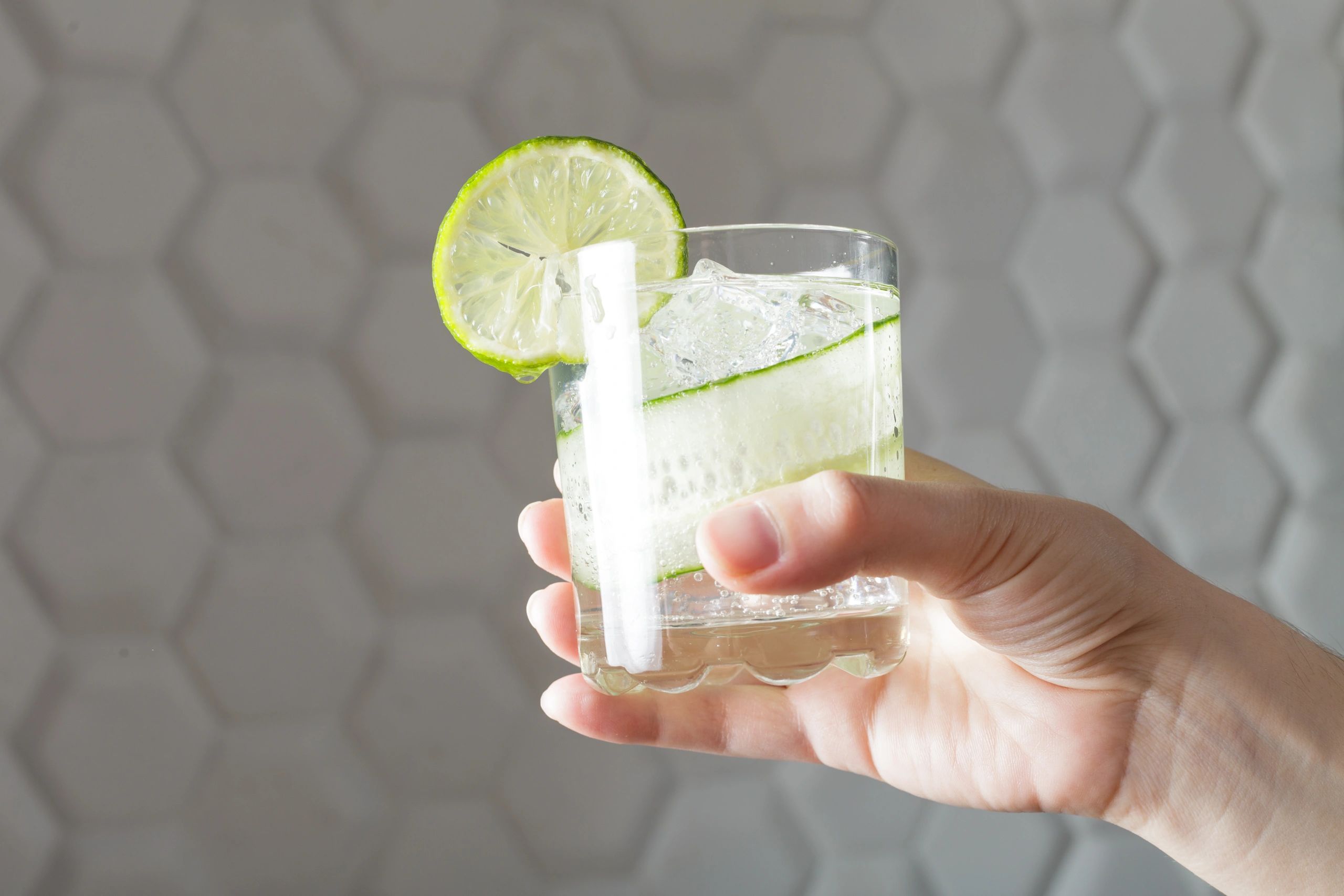 Award-winning dry gin bottle with botanicals